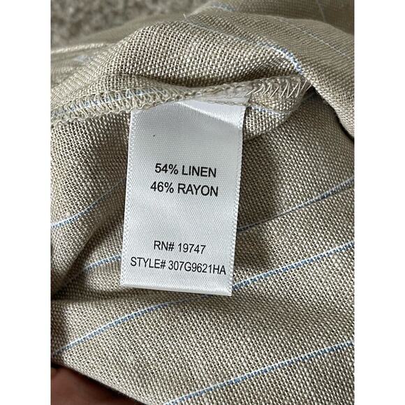 NWT Land'n Sea Linen Coastal Beachy Elastic Waist Pocket Striped Capri Cream L - Picture 4 of 10